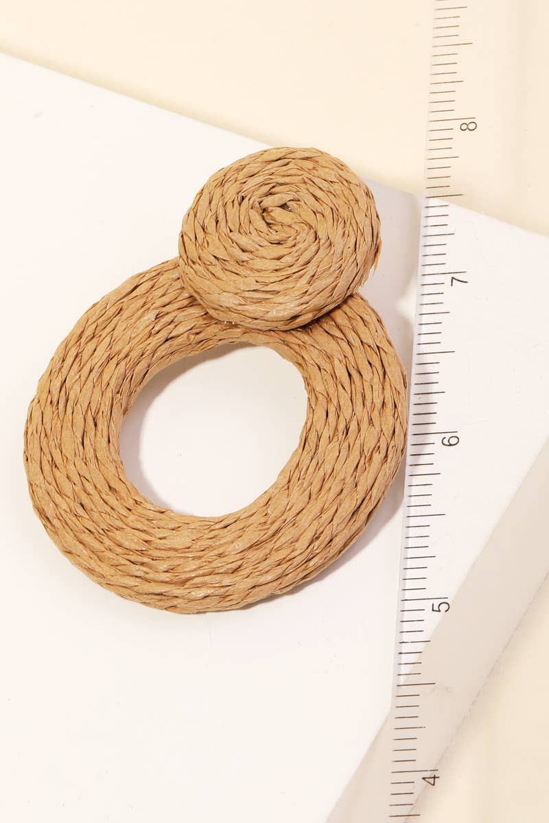 Anarchy Street - Straw Braided Circle Drop Earrings: KA
