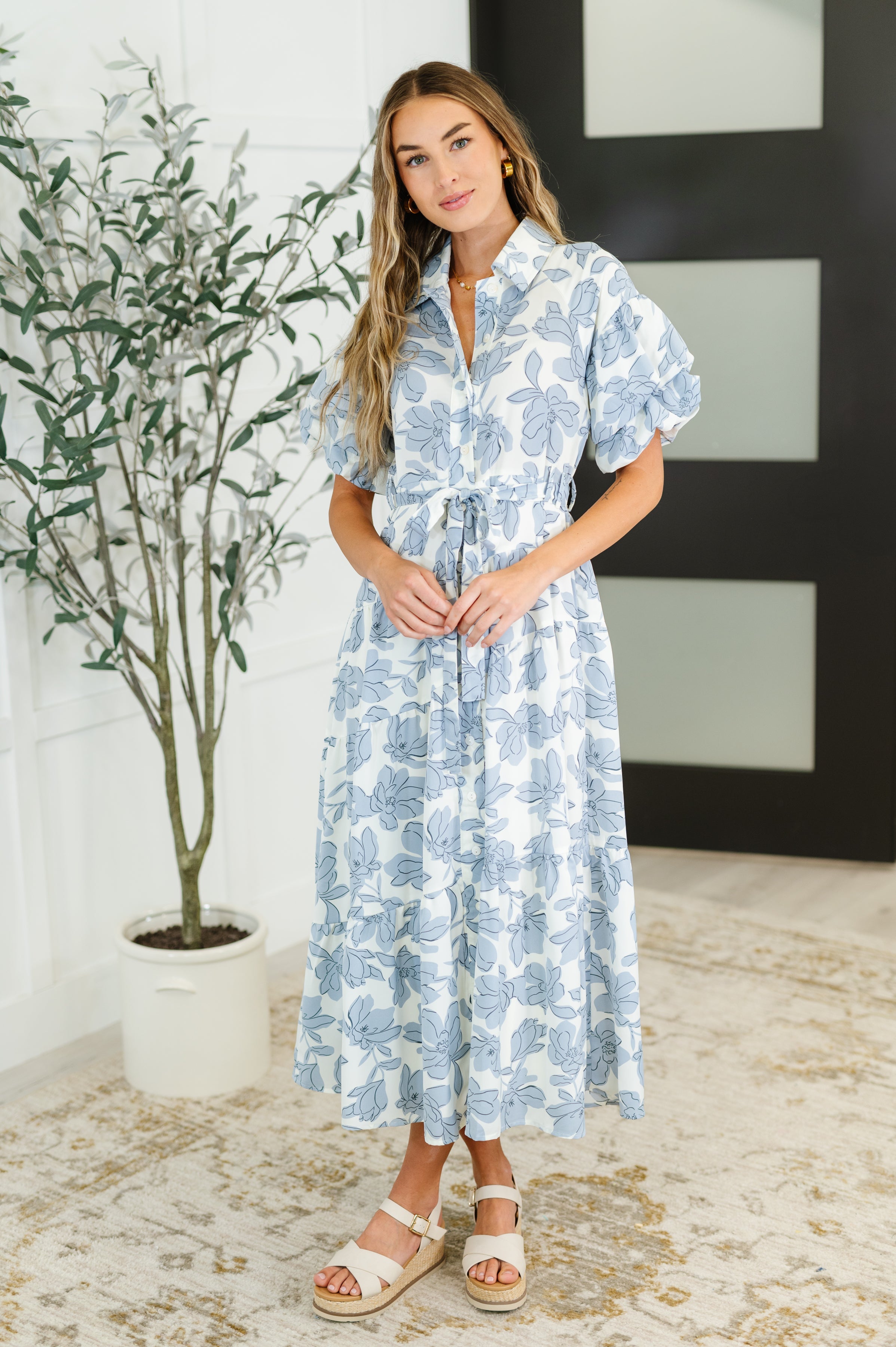 Budding Romance Collared Button-Down Dress  Hilltop Boutique