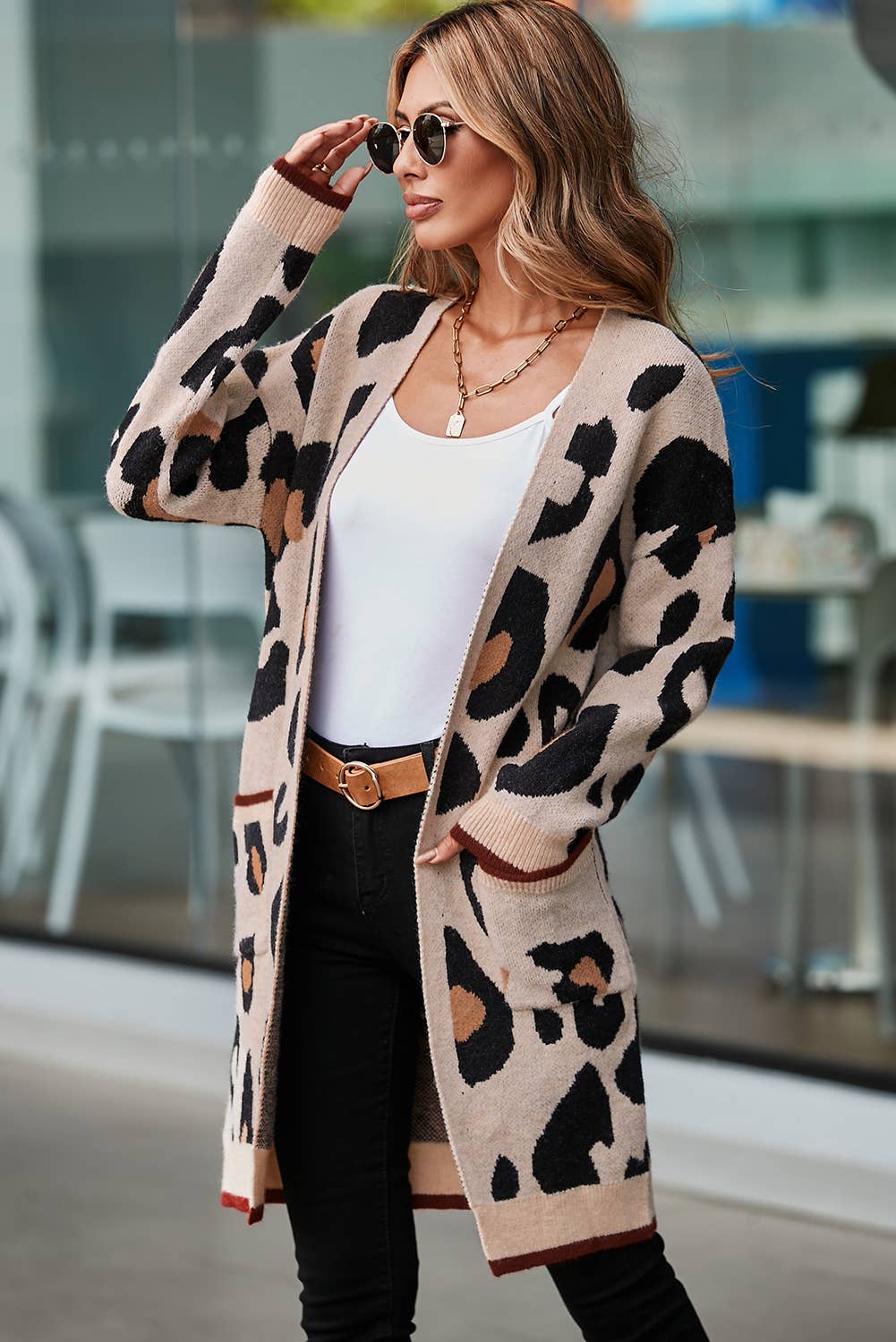 Leopard Animal Print Open Midi Cardigan