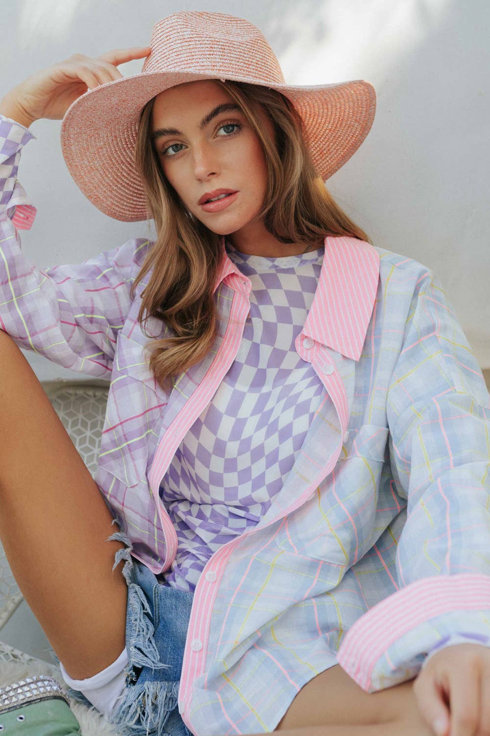 VIOLET PLAID TOP