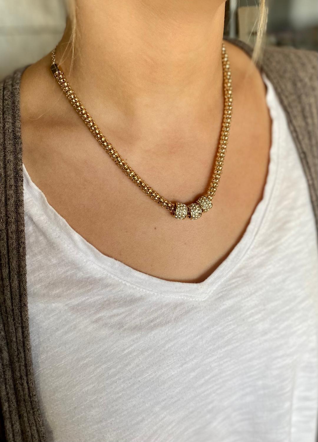 TRIPLE CHARM NECKLACE/GOLD