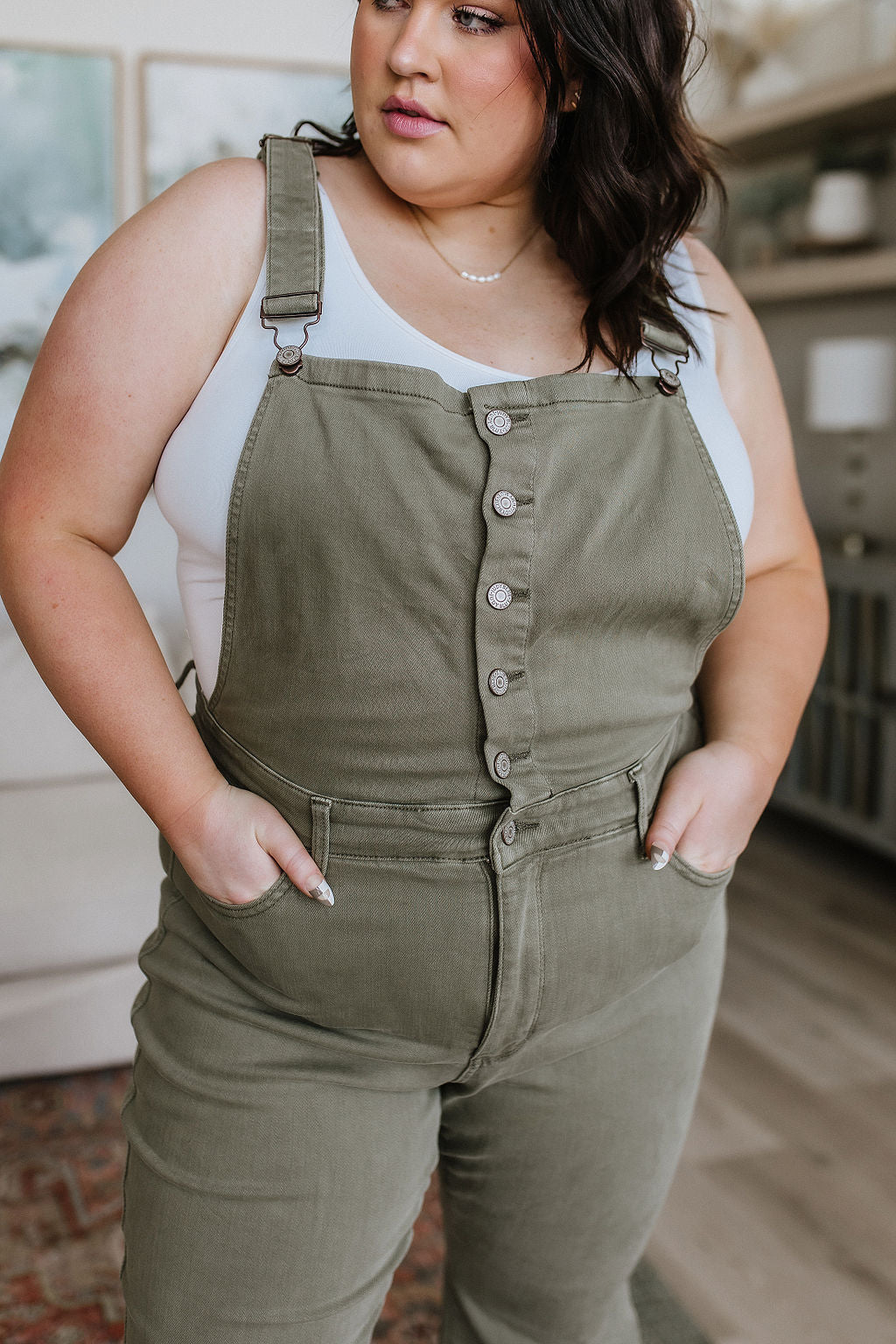 Olivia Overalls in Olive