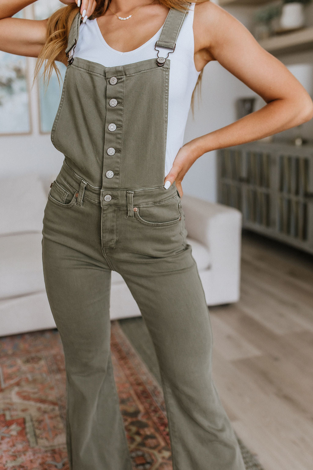 Olivia Overalls in Olive