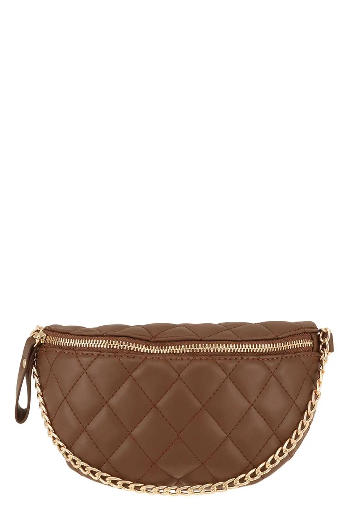 QUILTED CROSSBODY/BROWN
