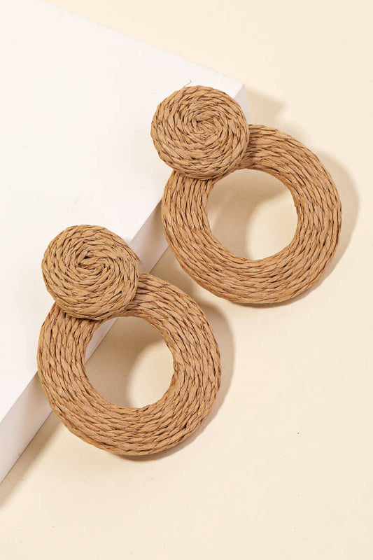 Anarchy Street - Straw Braided Circle Drop Earrings: KA
