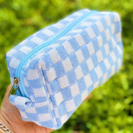CHECK YOURSELF COSMETIC BAG/BLUE